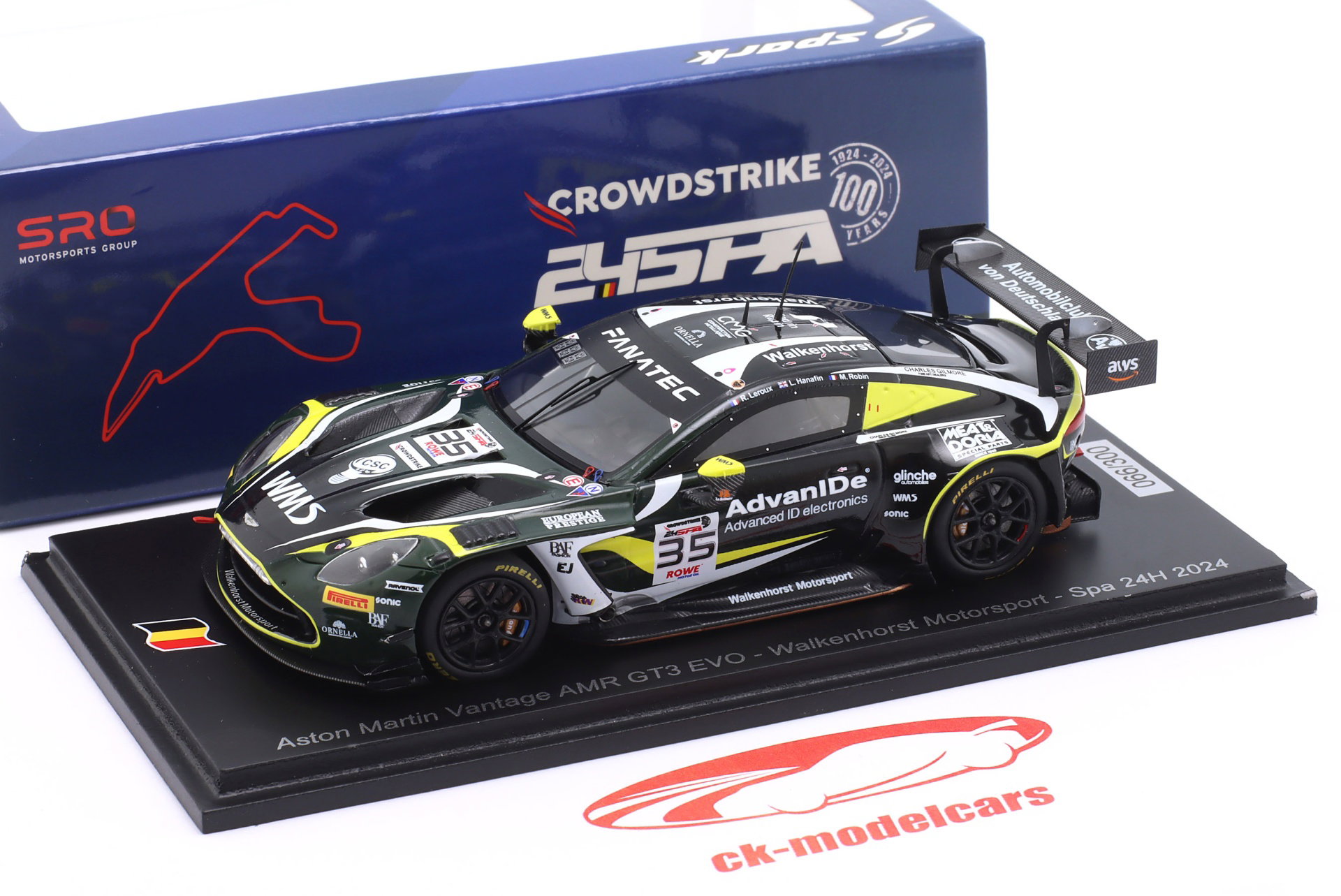 Aston Martin Vantage AMR GT3 Evo #35 24h Spa 2024 Hanafin, Leroux, Robin 1:43 Spark