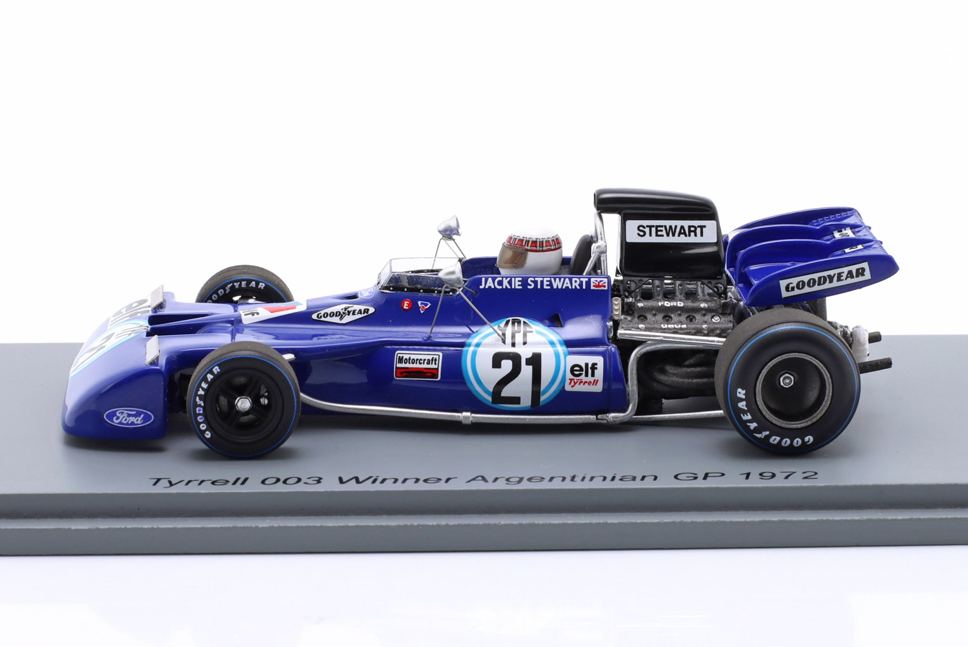 Jackie Stewart Tyrrell 003 #21 vinder Argentina GP formel 1 1972 1:43 Spark