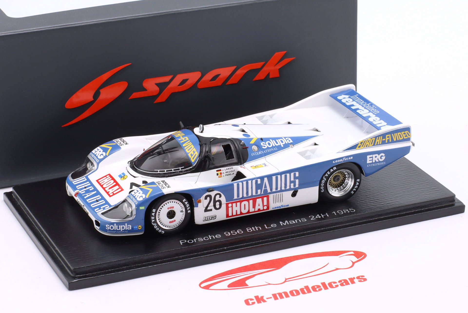 Porsche 956 #26 8. 24h LeMans 1985 Regout, Pareja, Lässig 1:43 Spark