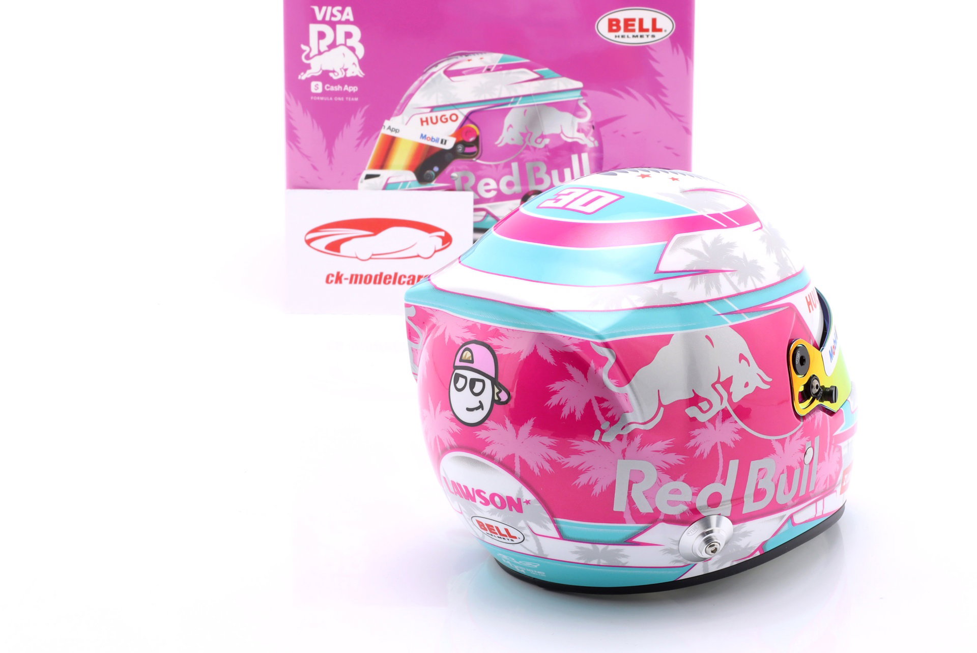 Liam Lawson Visa Cash App Racing Bulls #30 Miami GP formel 1 2025 hjelm 1:2 Bell