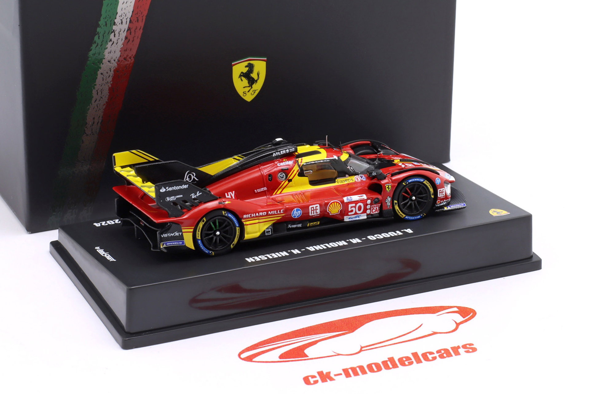Ferrari 499P #50 ganador 24h LeMans 2024 Nielsen, Fuoco, Molina 1:64 LookSmart