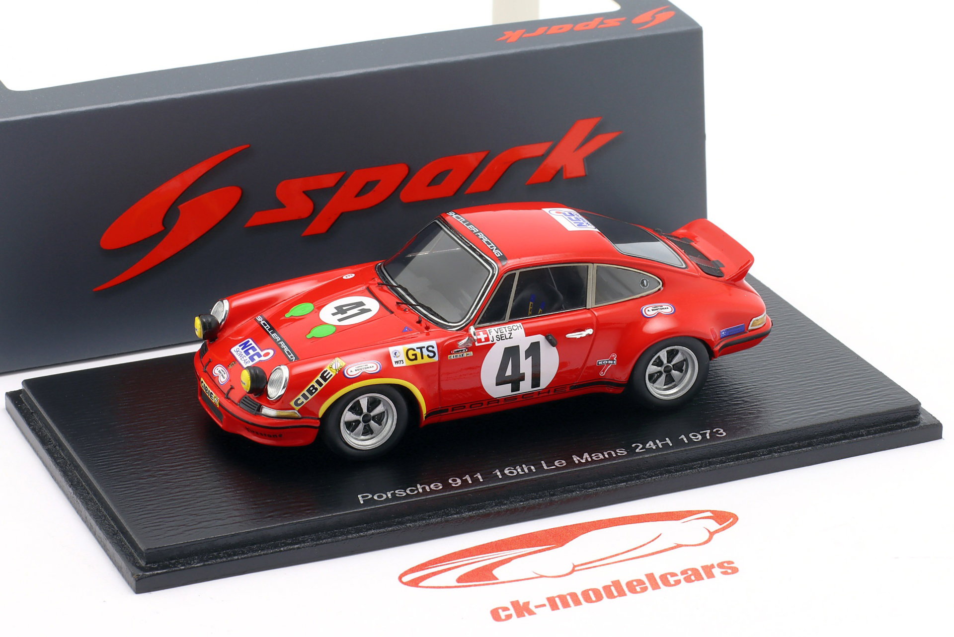 Porsche 911 Carrera RS #41 24h LeMans 1973 Selz, Vetsch 1:43 Spark