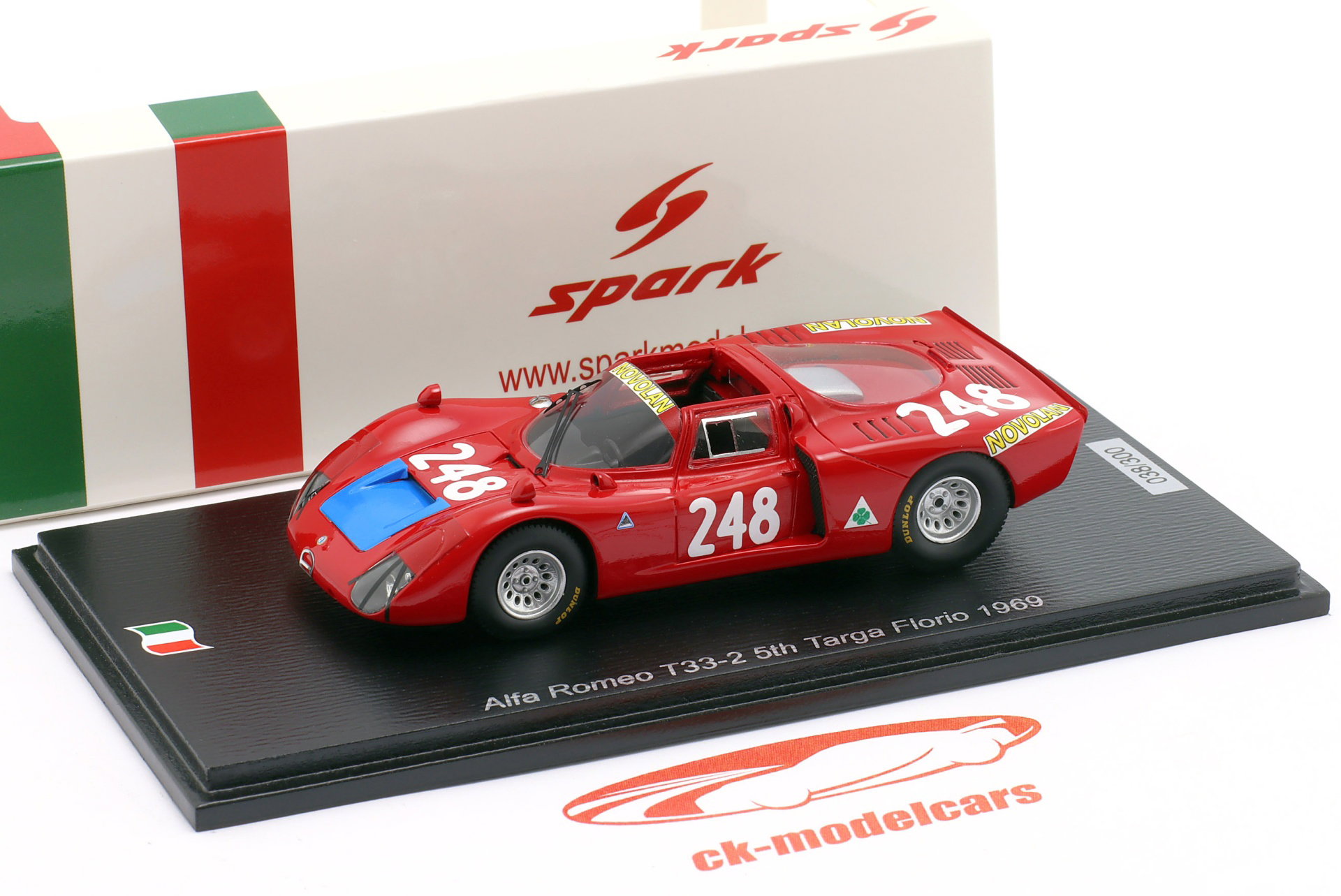 Alfa Romeo T33/2 #248 5th Targa Florio 1969 Pinto, Alberti 1:43 Spark