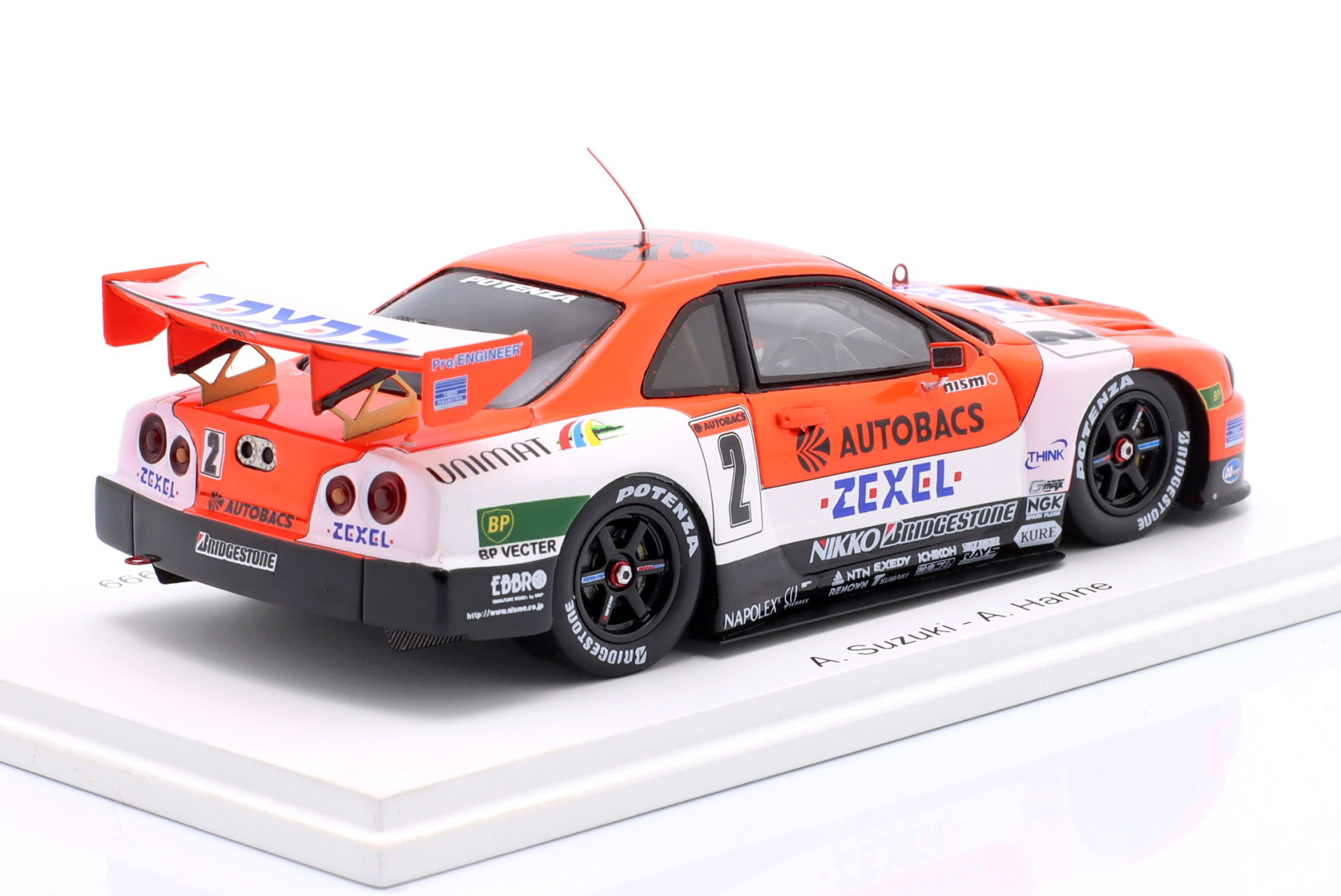 Nissan Skyline GT-R #2 GT500 Super GT Japan 1999 Suzuki, Hahne, Krumm 1:43 Spark