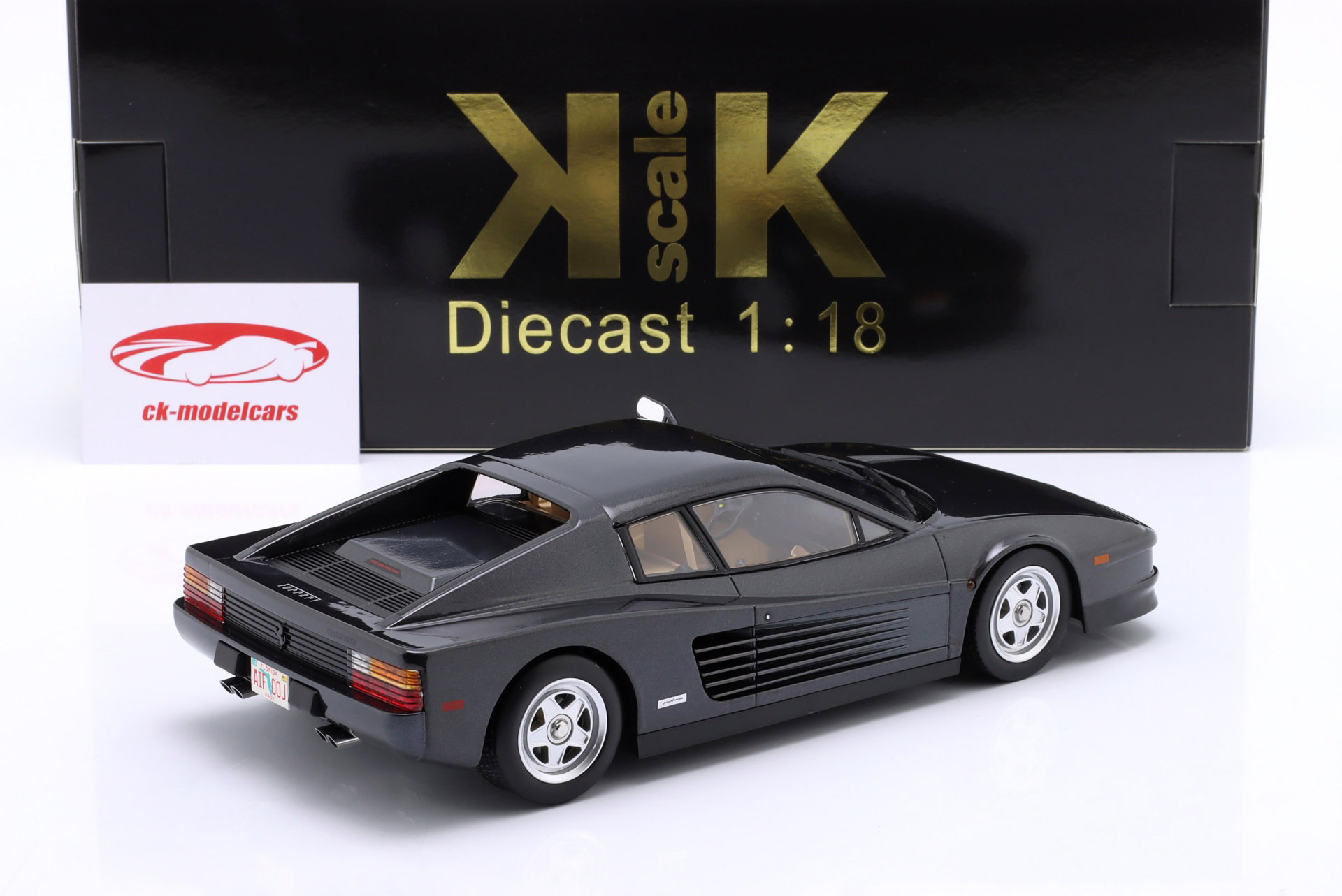 Ferrari Testarossa Amerikaanse versie Miami Vice 1984 antraciet 1:18 KK-Scale