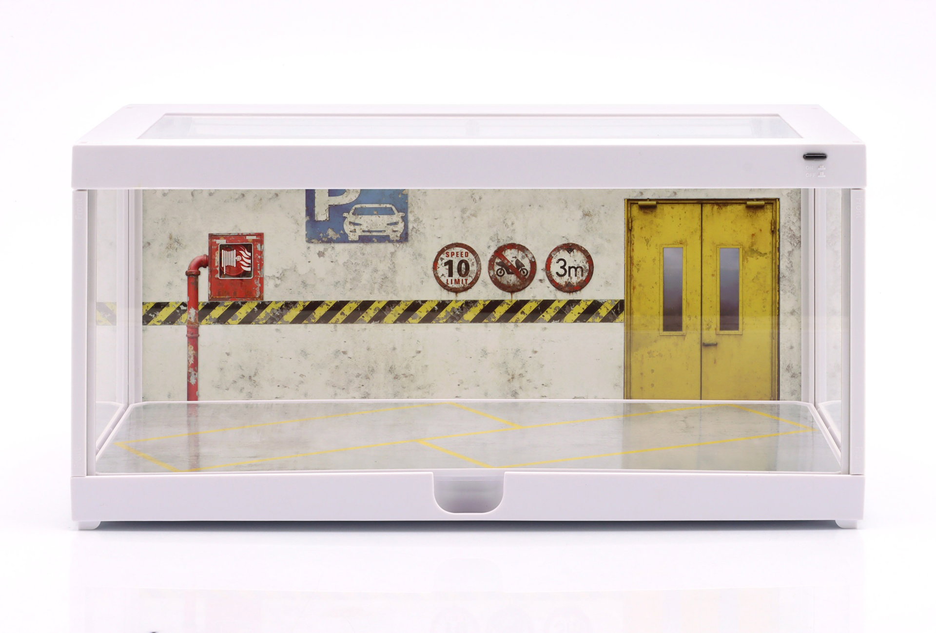 Diorama Vitrine individual branco com Iluminação LED para escala 1:18 / 1:24 Triple9