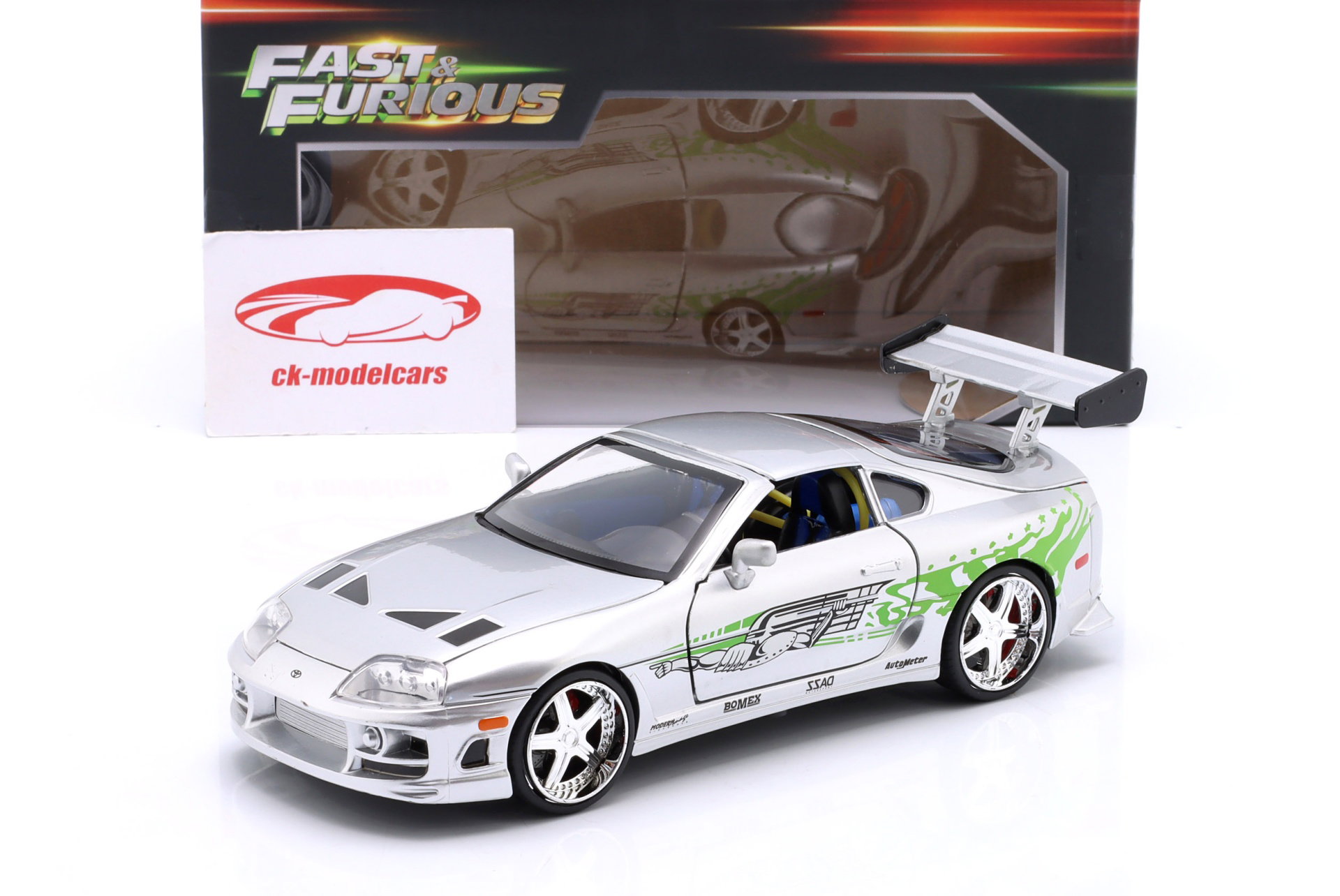 Brian's Toyota Supra filmserie Fast & Furious zilver / decor 1:24 Jada Toys