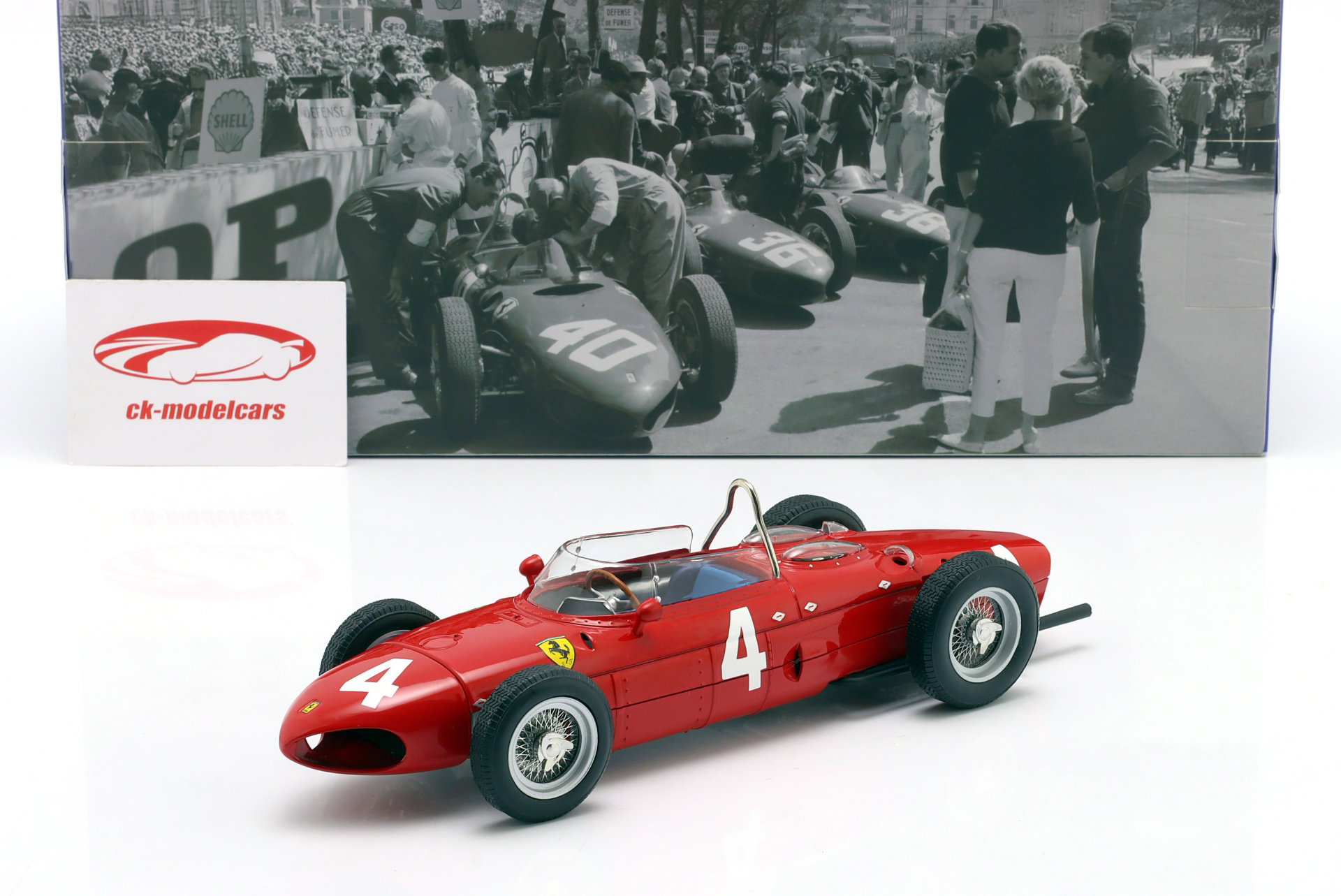 Graf Berghe v. Trips Ferrari 156 Sharknose #4 ganhador Britânico GP fórmula 1 1961 1:18 WERK83