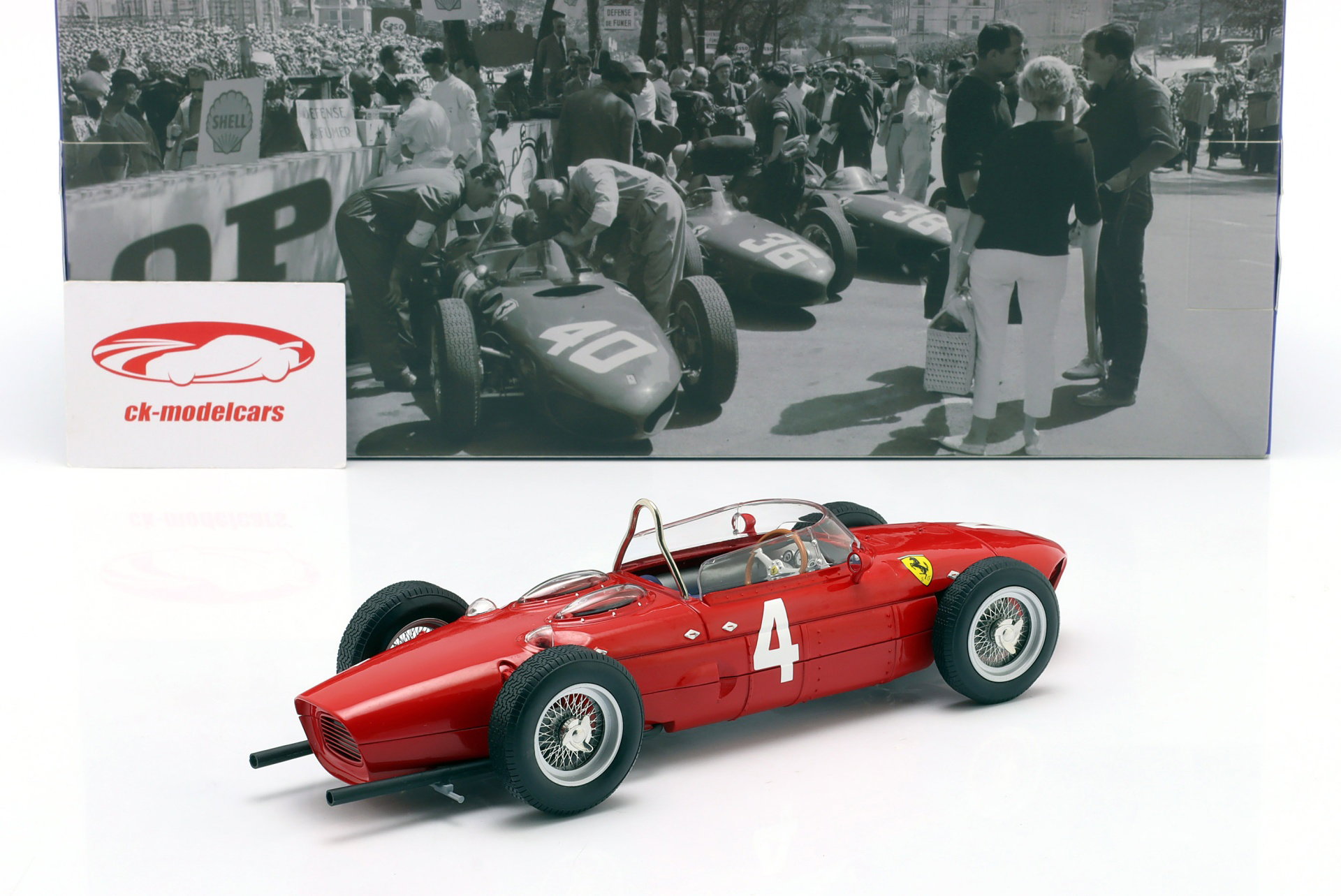 Graf Berghe v. Trips Ferrari 156 Sharknose #4 ganhador Britânico GP fórmula 1 1961 1:18 WERK83