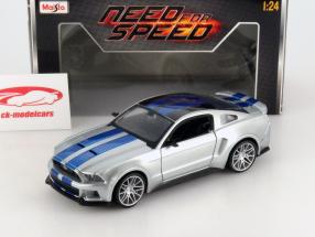 福特野马2014年银色与蓝色条纹1:24麦斯托