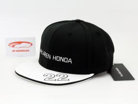 Jenson Button Driver Cap Formel 1 2015 Flat Peak Cap schwarz / weiß