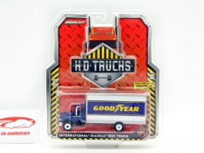 International DuraStar Box Truck Goodyear bleu / argent 1:64 Greenlight