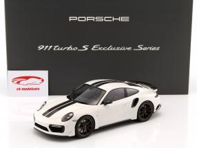 Porsche 911 (991) Turbo S Exclusive Series blanc, noir Avec Vitrine 1:18 Spark