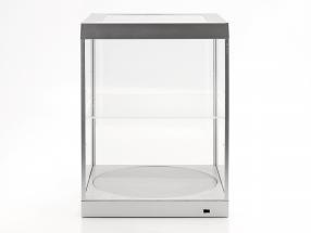 Einzelvitrine mit LED-Beleuchtung und Drehteller für Modellautos im Maßstab 1:18 silber Triple9