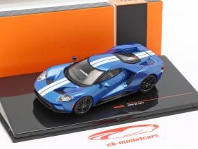 Ford GT ano de construção 2017 azul / branco 1:43 Ixo