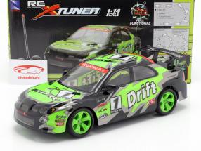 X-Tuner R / C Drift Car con pilones verde / negro / gris 1:14 NewRay