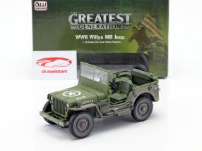 Willys MB Jeep 4x4 US Army Byggeår 1941 oliven grøn Dirty Version 1:18 Autoworld