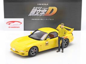 Mazda RX-7 FD3S film New Initial D Med figur gul 1:18 Kyosho