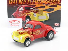 Willys Gasser year 1941 red with flames 1:18 GMP