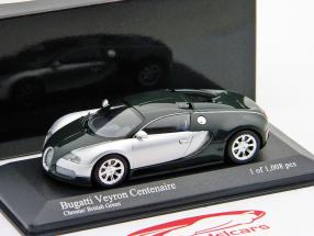 Bugatti Veyron Centenaire de construction 2009 chrome / vert vert de chrome / 1:43 Minichamps