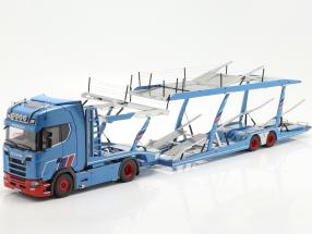 Set Scania V8 730S with Lohr Car transporter Mosolf 1:18 NZG