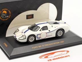 Ford MK IV Presentation year 1967 white / blue 1:43 Ixo