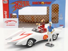 Speed Racer Mach 5 Con caracteres Serie de animación de televisión (1966-68) blanco 1:18 AutoWorld