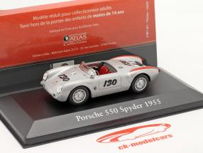 Porsche 550 Spyder #130 Little Bastard Bouwjaar 1955 zilver metalen / rood 1:43 Atlas