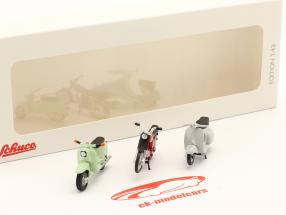 colocar con 3 motocicletas: Simson Schwalbe, Simson S51, Roller GS 1:43 Schuco