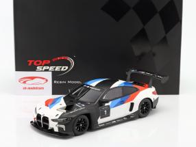 BMW M4 GT3 #1 Presentation Car 2021 Blanco / azul / rojo 1:18 TrueScale