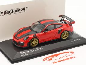 Porsche 911 (991 II) GT2 RS Pacchetto Weißach 2018 guardie rosso / d'oro cerchi 1:43 Minichamps