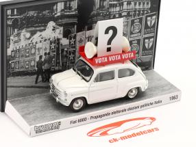 Fiat 600D 建設年 1963 イタリアの 選択 宣伝 車両 白 1:43 Brumm