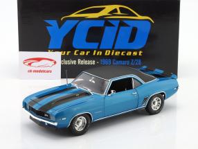 Chevrolet Camaro Z/28 vinyl top Byggeår 1969 LeMans blå / sort 1:18 GMP