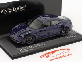 Porsche Taycan Turbo S year 2019 gentian blue metallic 1:43 Minichamps