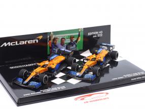 2-Car Set Ricciardo #3 ganador & Norris #4 2do Italia GP Fórmula 1 2021 1:43 Minichamps