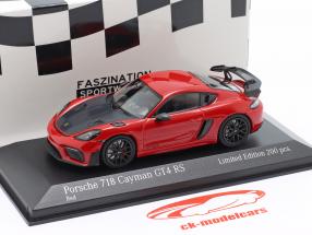 Porsche 718 (982) Cayman GT4 RS 2021 rood / zwart velgen 1:43 Minichamps