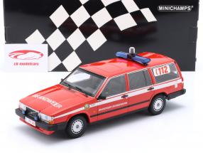 Volvo 740 GL Break Brandweer Grobbendonk 1986 rood 1:18 Minichamps
