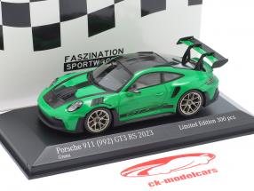 Porsche 911 (992) GT3 RS Weissach package 2023 green / golden rims 1:43 Minichamps