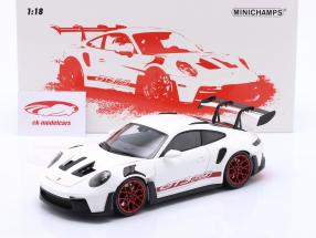 Porsche 911 (992) GT3 RS 建設年 2022 白 / 赤 リム 1:18 Minichamps