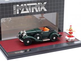 Stutz DV32 Super Bearcat Open 1932 Natale con figura verde scuro 1:43 Matrix