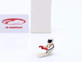 seated person racing driver figure 1977 with white helmet 1:18 FigurenManufaktur