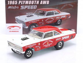 Plymouth AWB Mister Speed byggeår 1965 rød / hvid 1:18 GMP