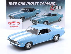 Chevrolet Camaro Z/28 year 1969 light blue / white 1:18 GMP