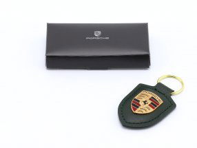leren sleutelhanger Porsche Insigne eikengroen