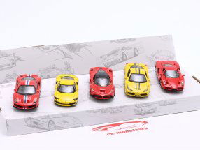 5-Car Set Ferrari rood / geel 1:64 Bburago