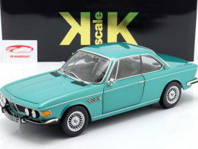 BMW 3.0 CSi (E9) med Alpina fælge Byggeår 1971 turkis metallisk 1:12 KK-Scale