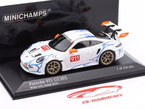 Porsche 911 (992) GT3 RS Byggeår 2023 hvid / orange 1:43 Minichamps