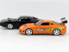 2-Car Set Dom's Dodge Charger R/T og Brian's Toyota Supra sort / appelsin 1:24 Jada Toys