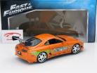 Brian's Toyota Supra Fast and Furious laranja 1:18 Jada Toys