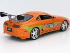 Brian's Toyota Supra Fast and Furious laranja 1:18 Jada Toys